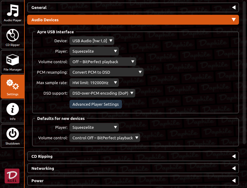 Daphile audio devices